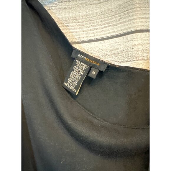 BCBGMAXAZRIA Black Sleeveless Top With Fringe Detail M - Picture 3 of 4